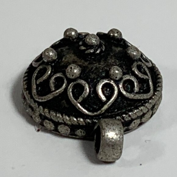 VTG Sterling Silver 925 Tribal Dot Circle Convex Disc Round Mandala Pendant .6" - Picture 10 of 11